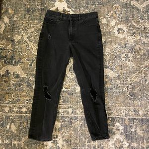 Express distressed black mom jeans